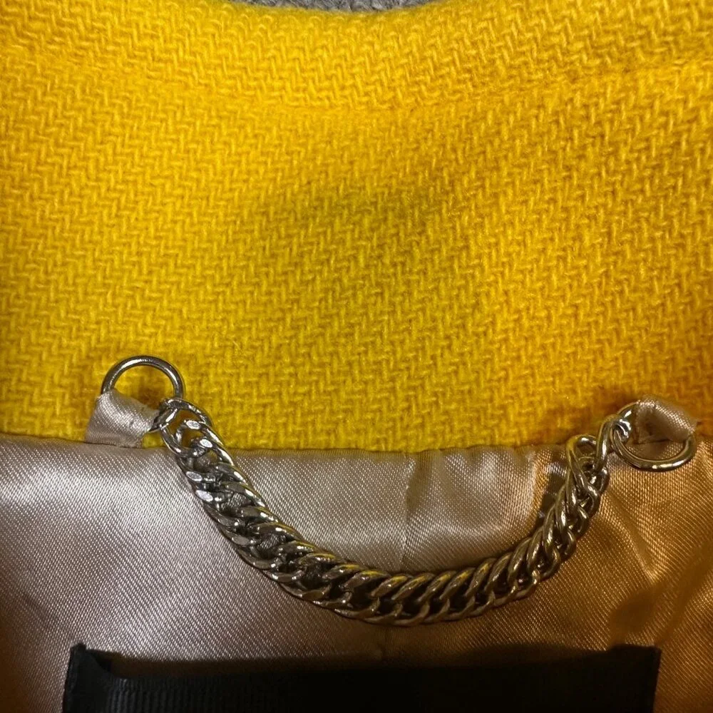 J. Crew Stadium Cloth Wool Nello Gori Winter Coat Yellow Full Zip Size 0 Petite - Picture 5 of 8